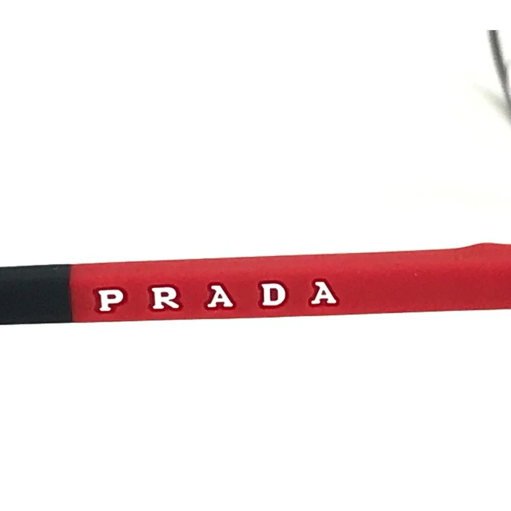 Prada Eyeglasses Frames VPS50S 1BO-1O1 Black Red Rectangle Wire Rim 57-17-145 - Picture 6 of 13